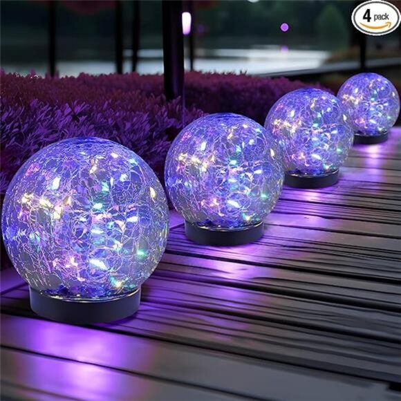 Solar Globe Lights Outdoor Waterproof-Solar Balls for Garden-Cracked Glass Ball - Picture 6 of 6